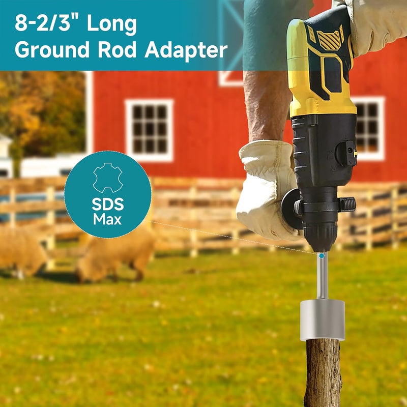 YOSIGHT SDS Max Shank T-Post Driver, Fence Post Driver & Ground Rod Driver, 2-3/20 Inch Diameter Head, 40 Cr 8-2/3 Inch Long Ground Rod Adapter, Ideal for Driving T Posts, Fence Posts and Ground Rods - Image 4